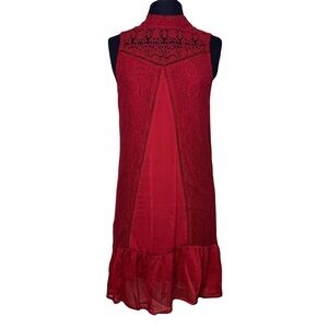 Workshop | New Red Lace Ruffle Sleeveless Halter Sheath Dress, Medium